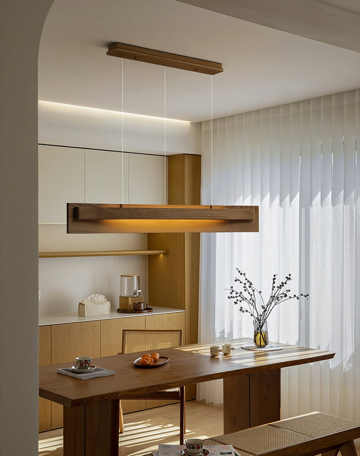 Zaraeyra Minimalistische hanglamp van walnoothout