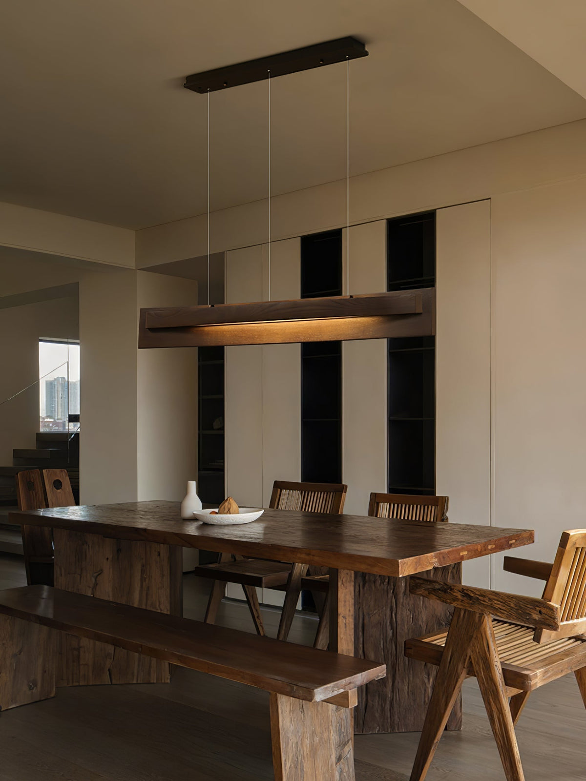 Zaraeyra Minimalistische hanglamp van walnoothout