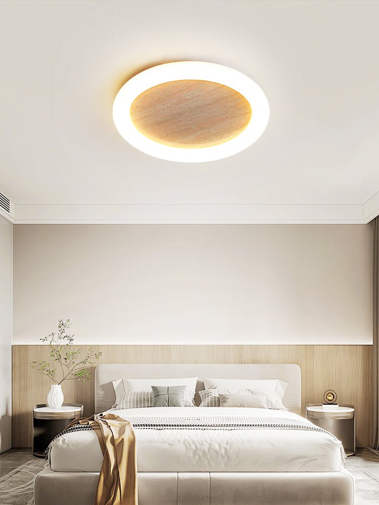 Kaia Minimal Geel travertin plafondlamp