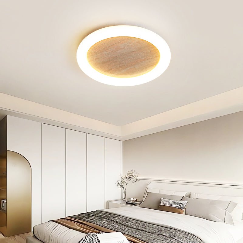 Kaia Minimal Geel travertin plafondlamp