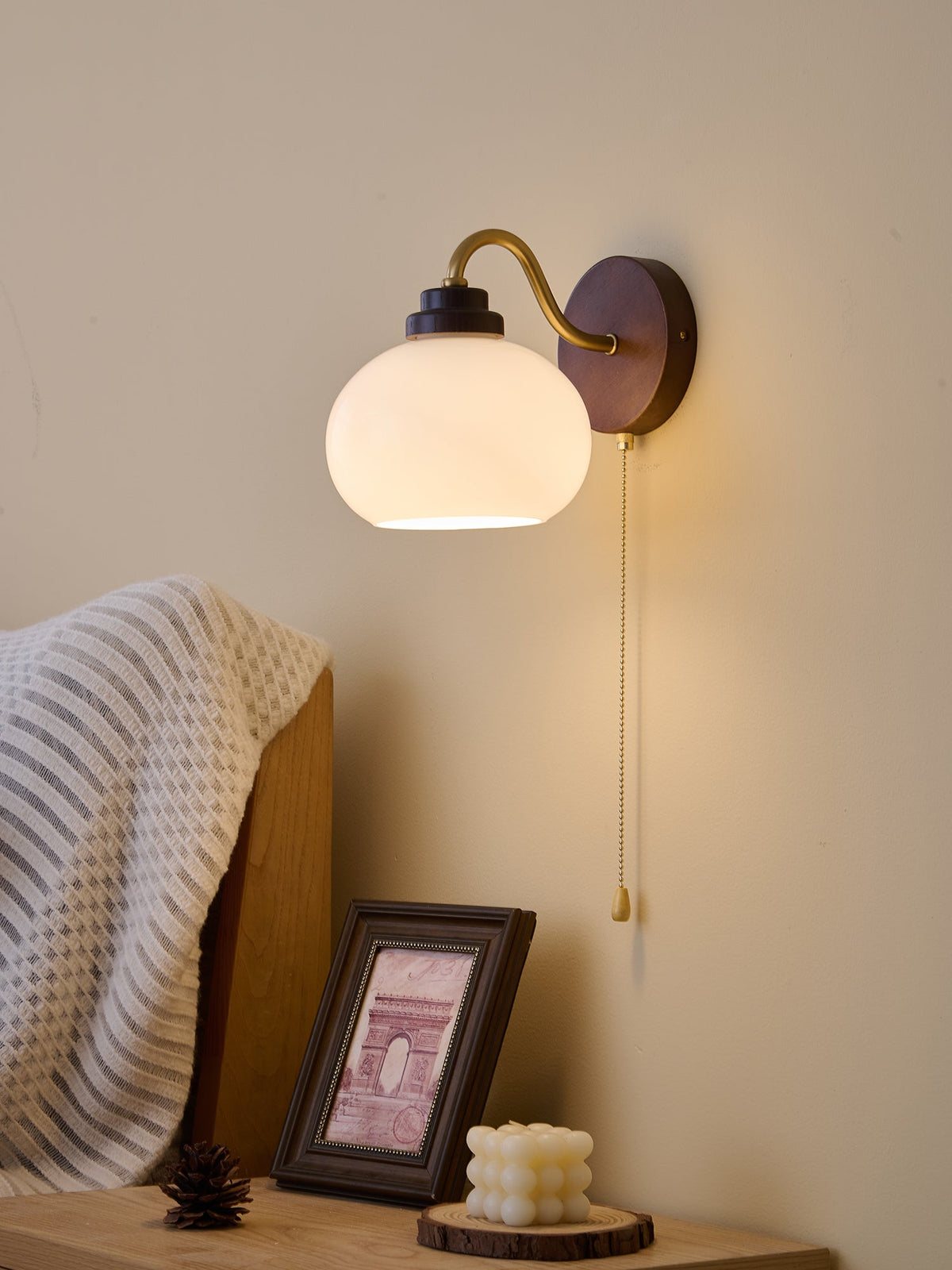 Syleella Premium Noordse kunst Kapelglas houten wandlamp van glas
