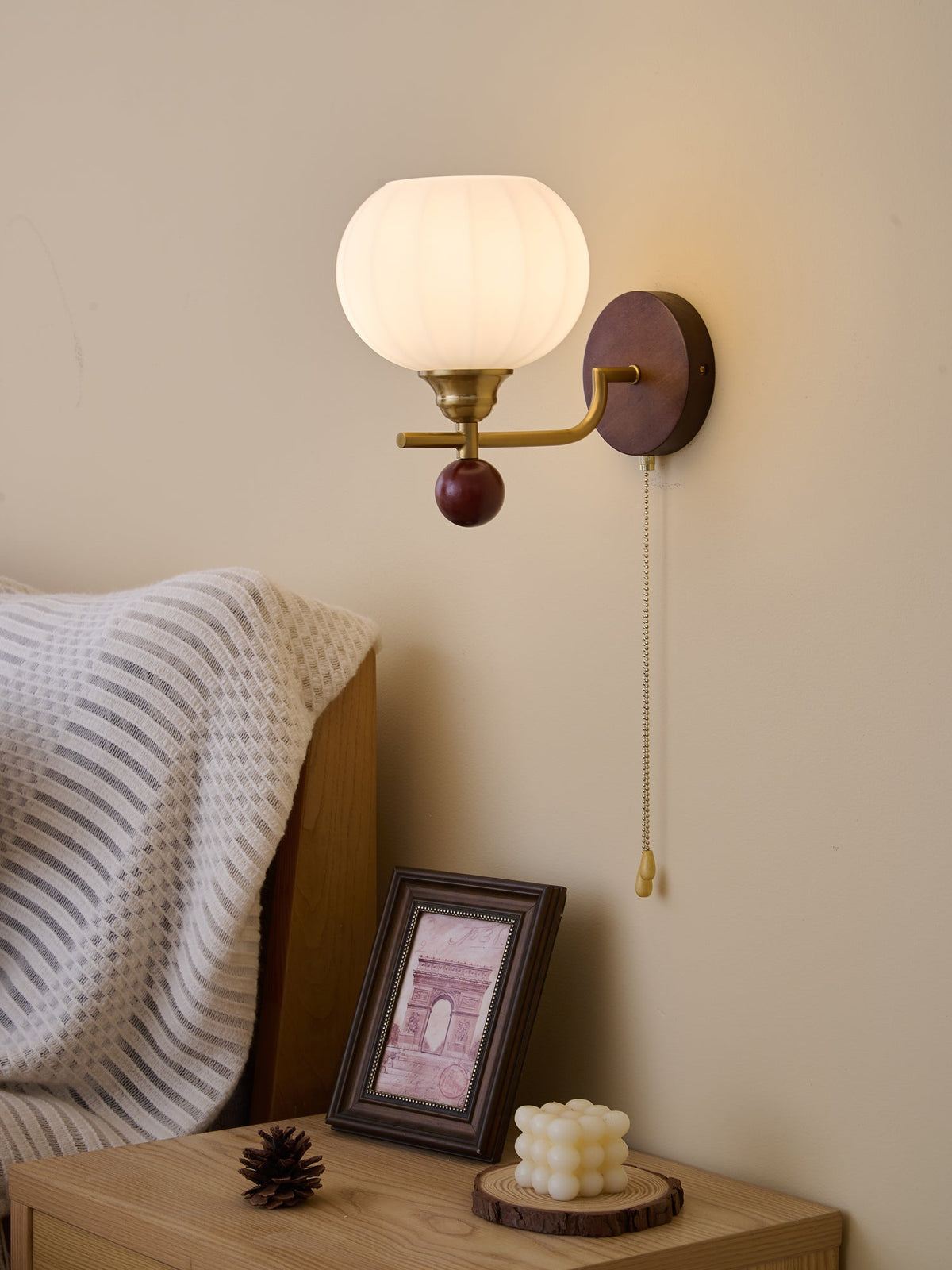 Syleella Premium Noordse kunst Kapelglas houten wandlamp van glas