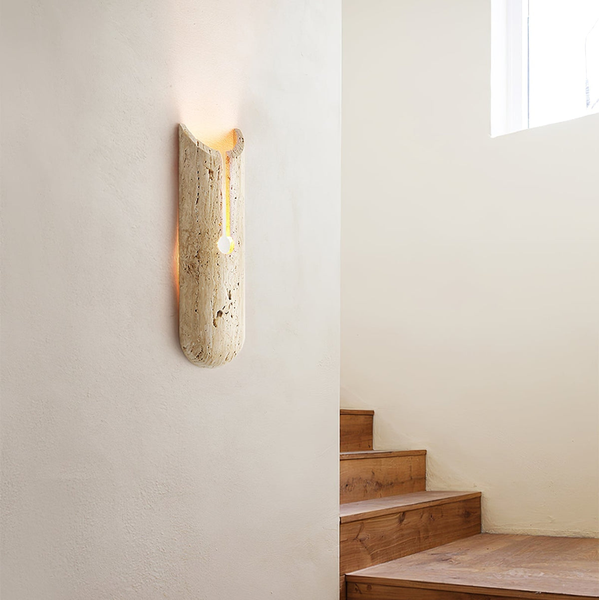 Norerette Rustic Geel travertin wandlamp