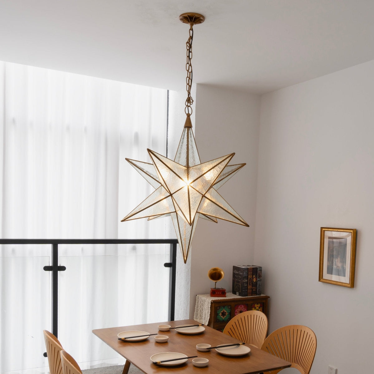 Sotr elegante kroonluchter met glazen ster