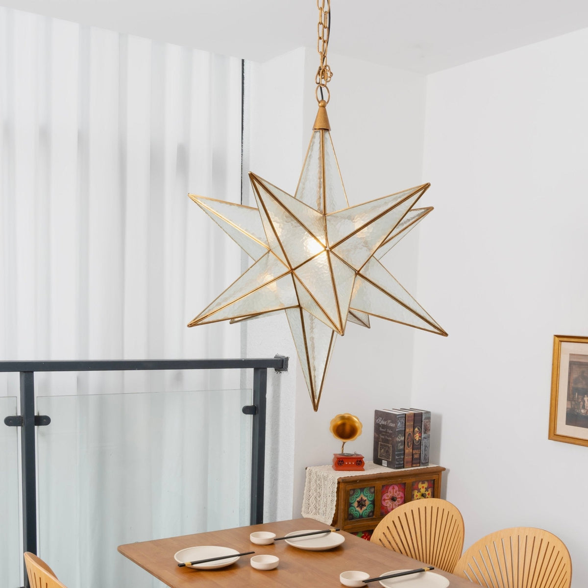Sotr elegante kroonluchter met glazen ster