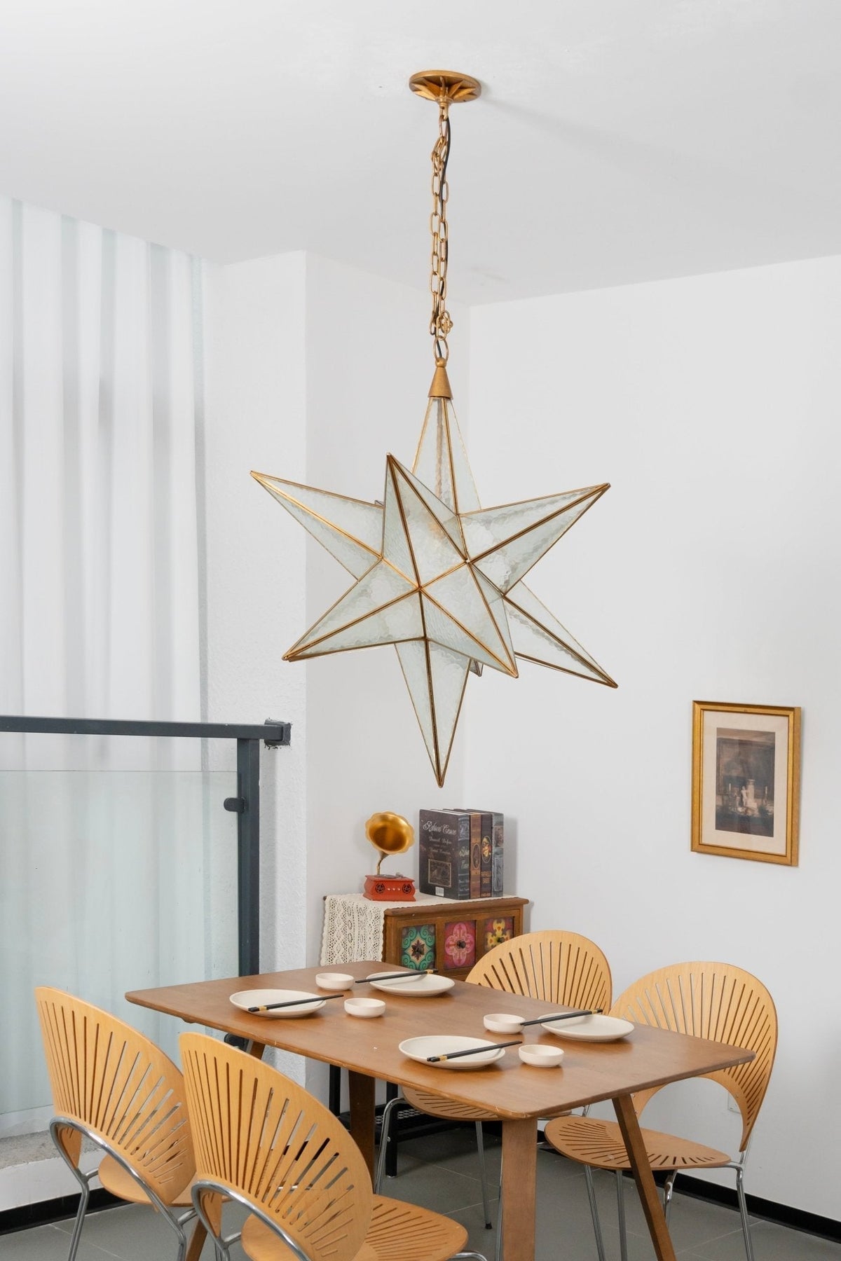 Sotr elegante kroonluchter met glazen ster