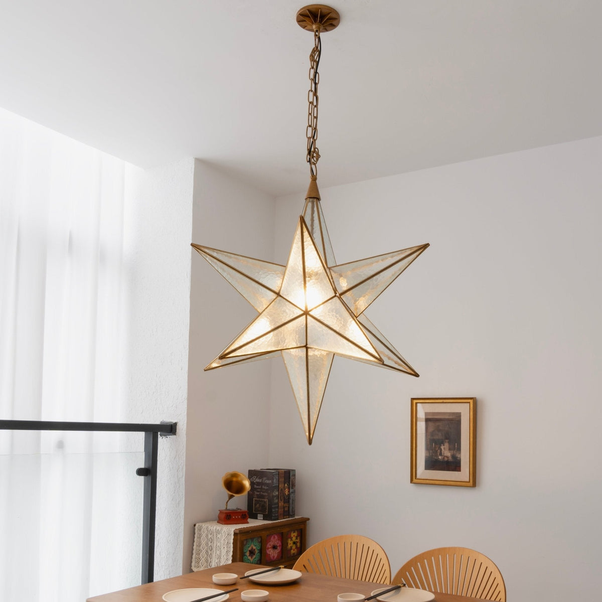 Sotr elegante kroonluchter met glazen ster