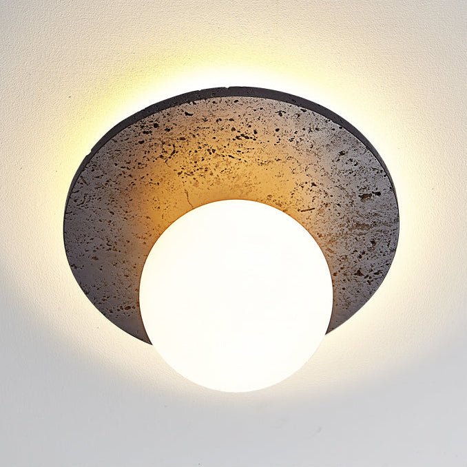 Otto Zwart travertin plafondlamp met bolvormige kap
