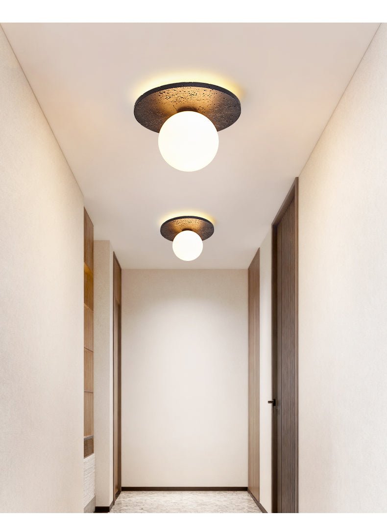 Otto Zwart travertin plafondlamp met bolvormige kap
