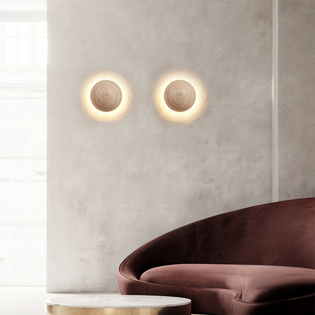Vexael Minimalistische wandlamp in geel travertin