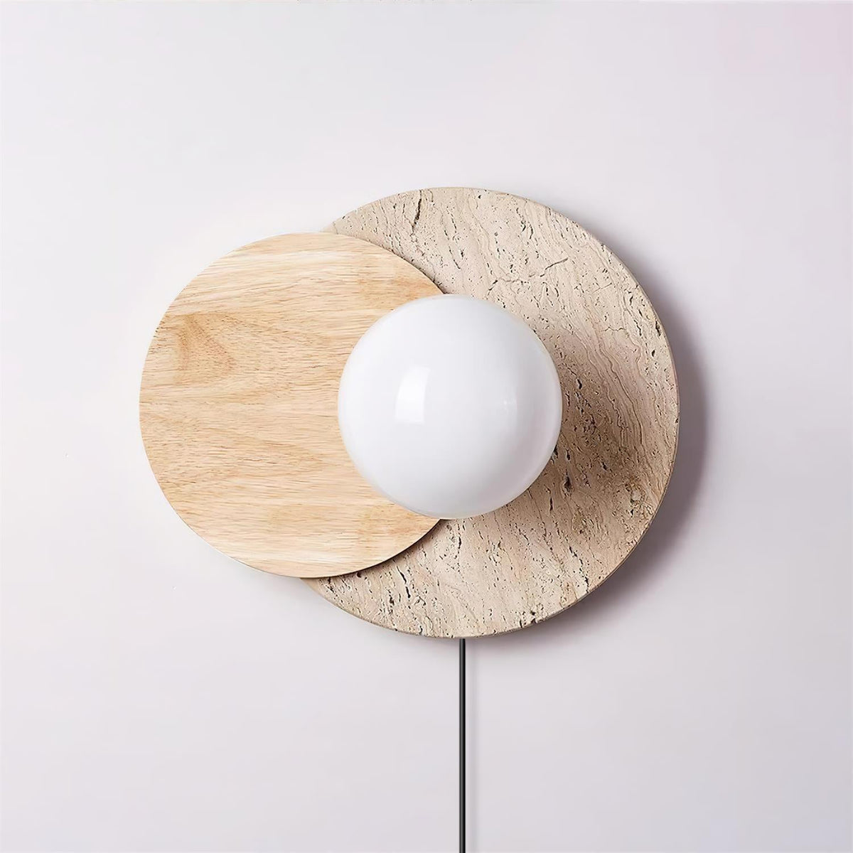 Otale Overlapping-Disc travertin wandlamp Met Stekker