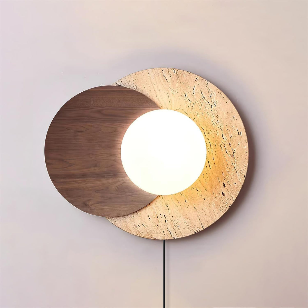 Otale Overlapping-Disc travertin wandlamp Met Stekker