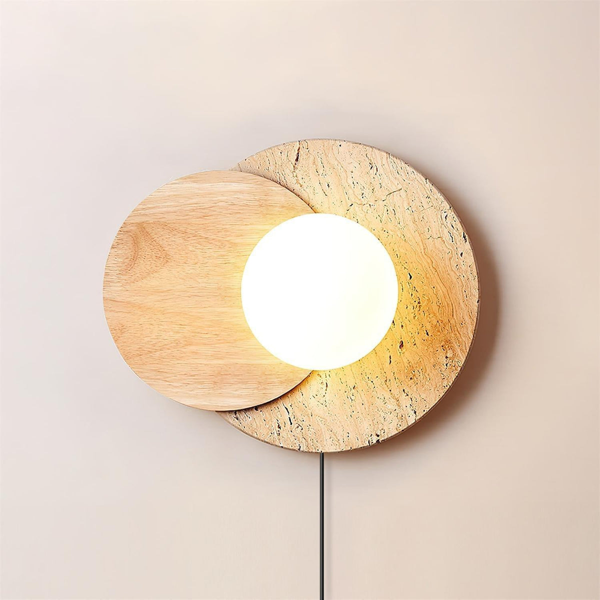 Otale Overlapping-Disc travertin wandlamp Met Stekker