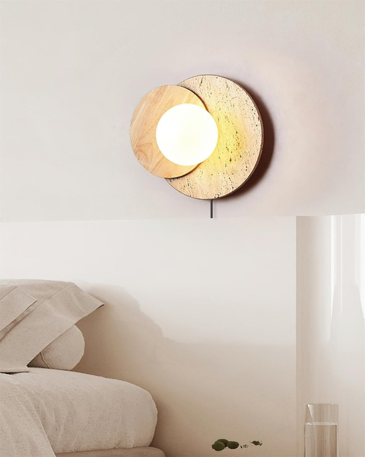 Otale Overlapping-Disc travertin wandlamp Met Stekker