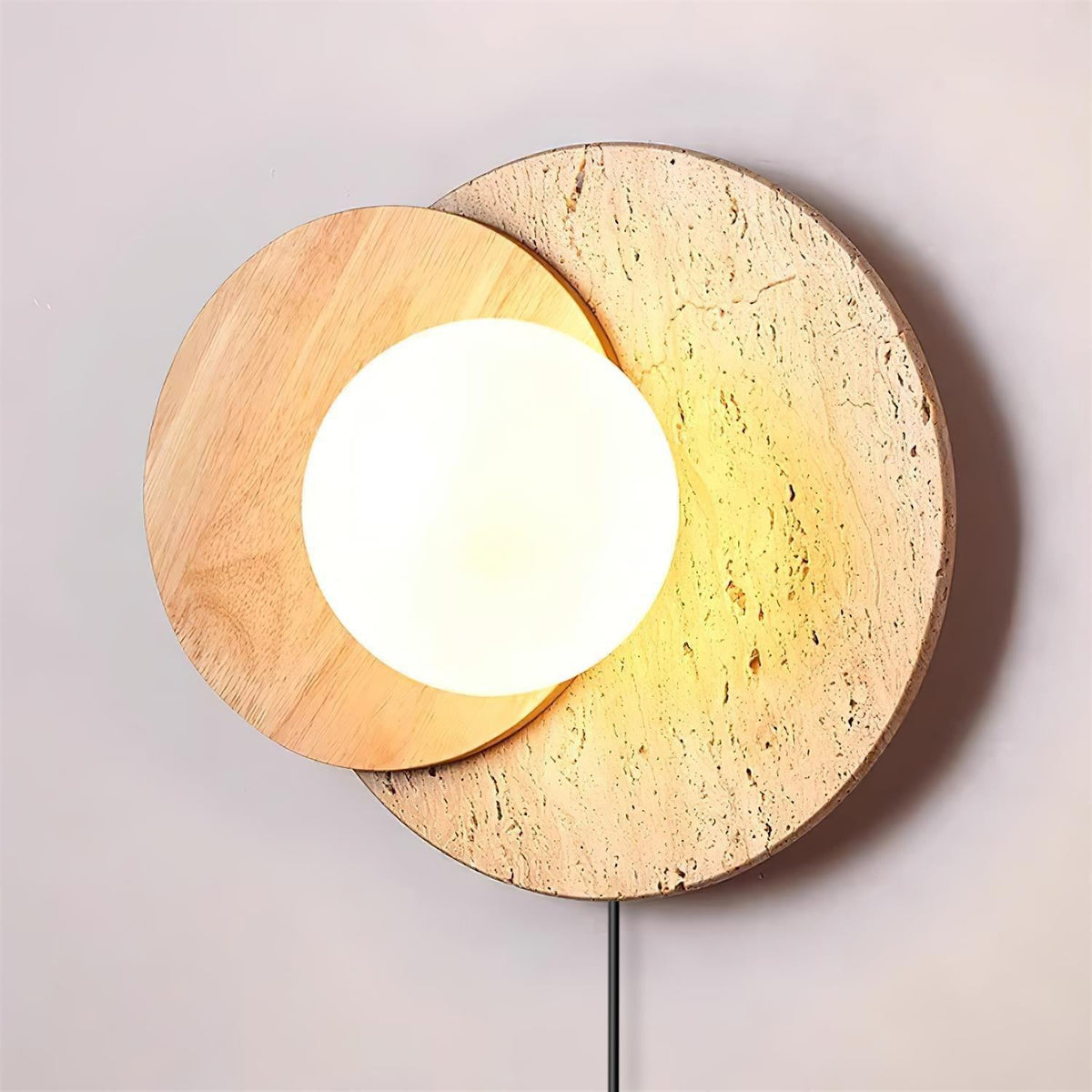 Otale Overlapping-Disc travertin wandlamp Met Stekker