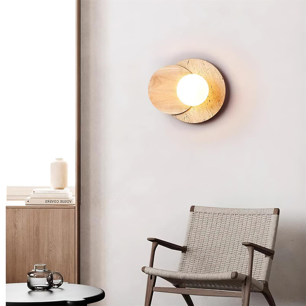 Otale Overlapping-Disc travertin wandlamp Met Stekker