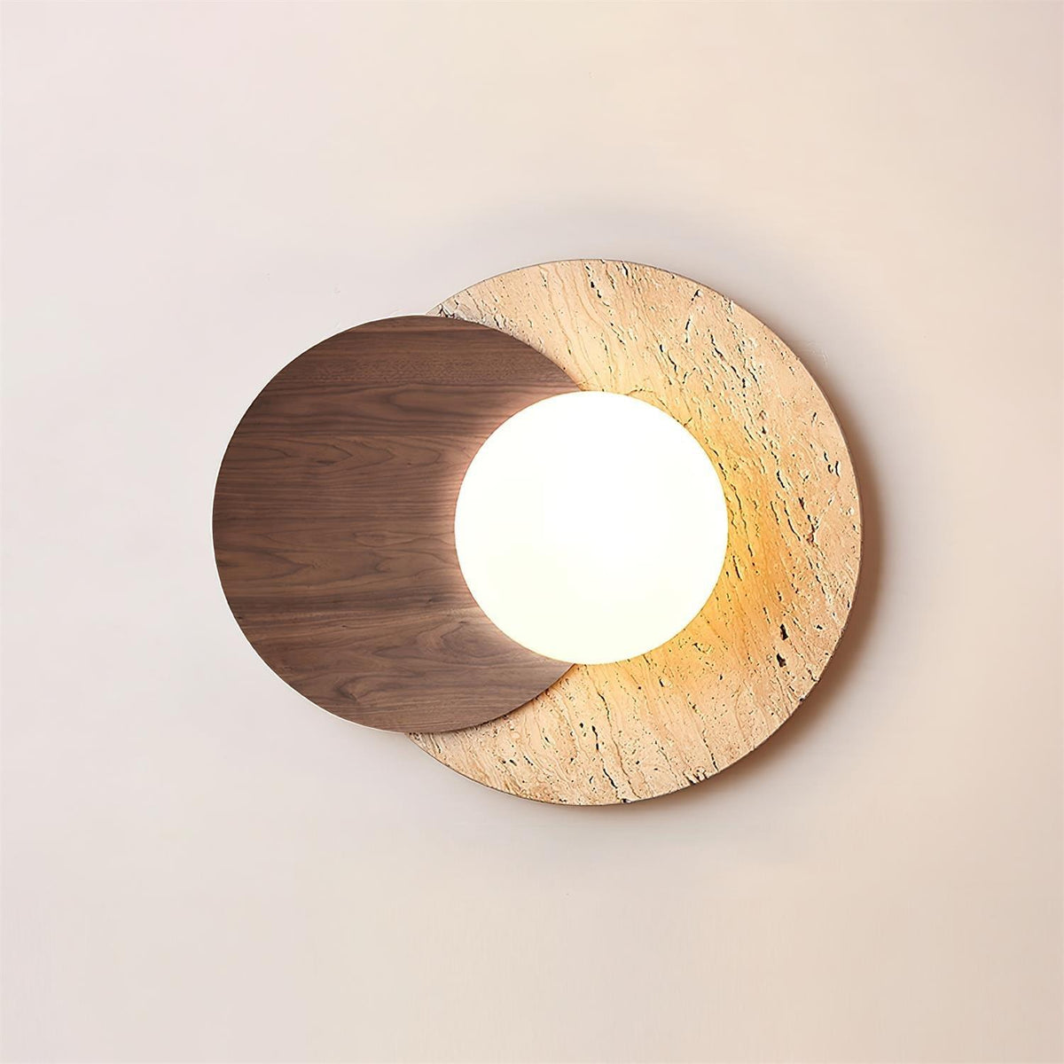 Otale Overlapping-Disc travertin wandlamp Met Stekker