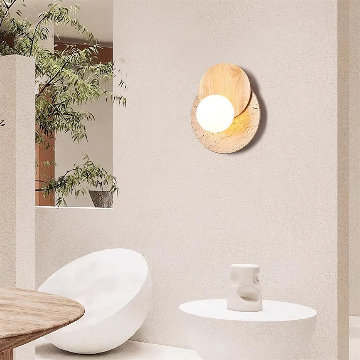 Otale Overlapping-Disc travertin wandlamp Met Stekker