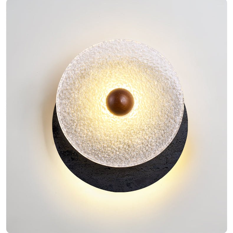 Valalaine Getextureerd Zwart Travertin Glas schijf Wandlamp