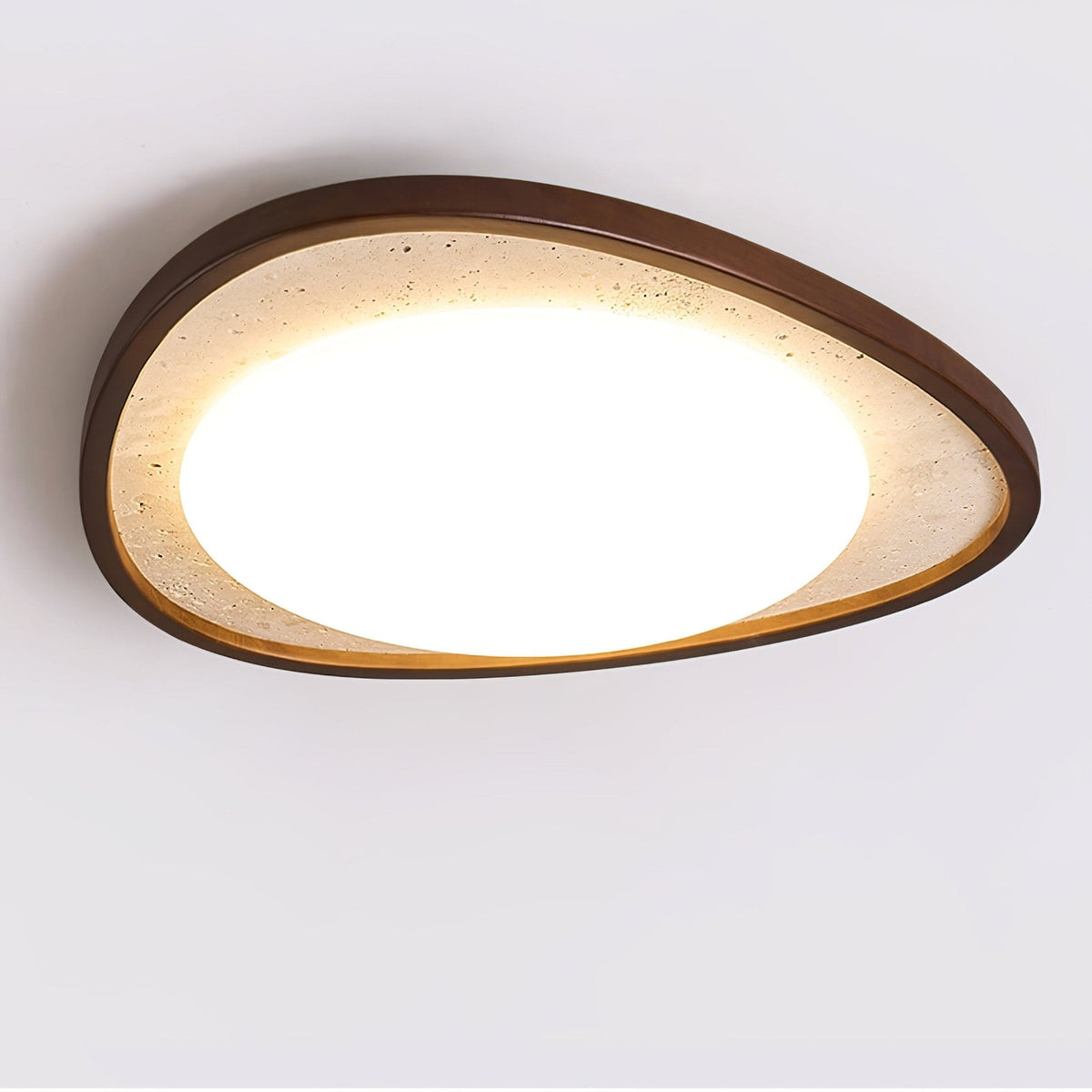 Orsoliel plafondlamp van geel travertin en walnoothout