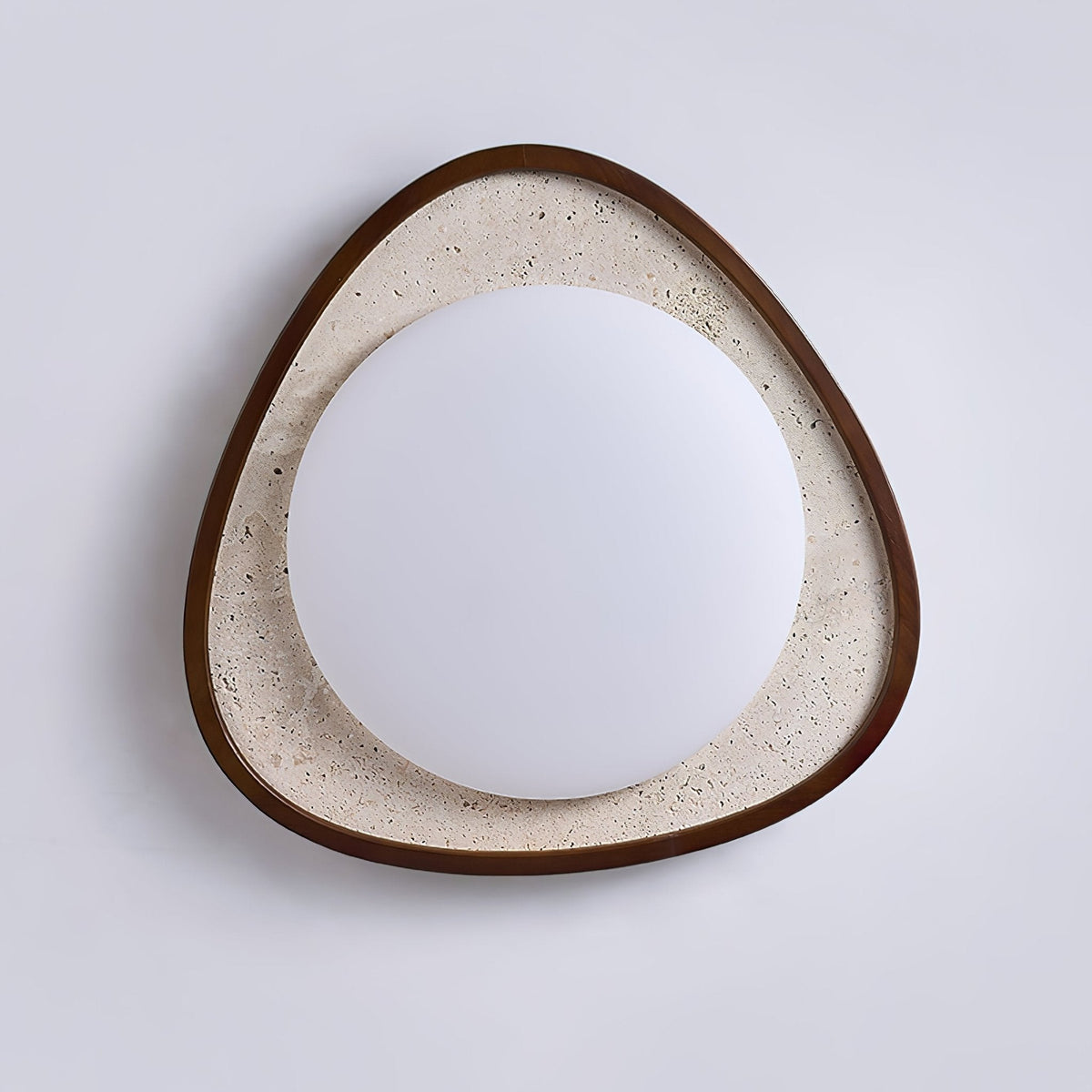Orsoliel plafondlamp van geel travertin en walnoothout