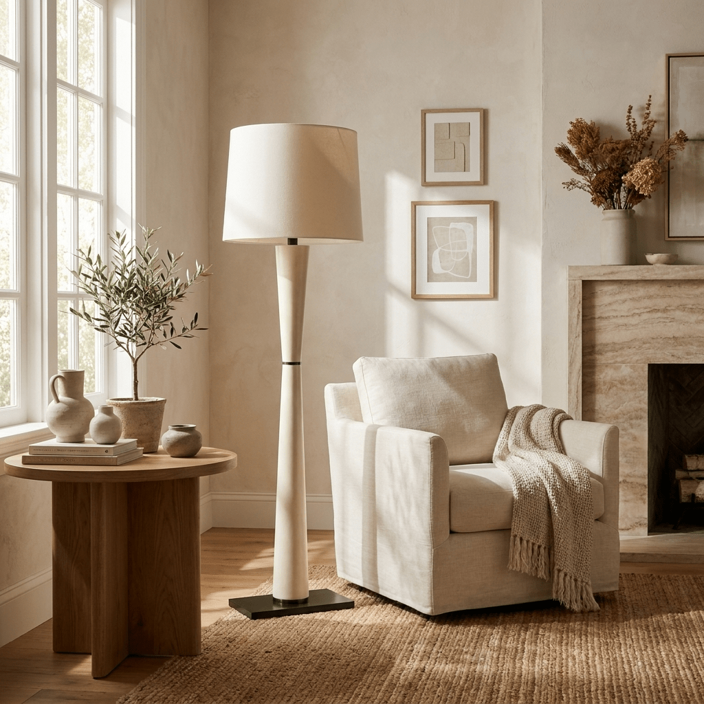 Renenelia vloerlamp van leer