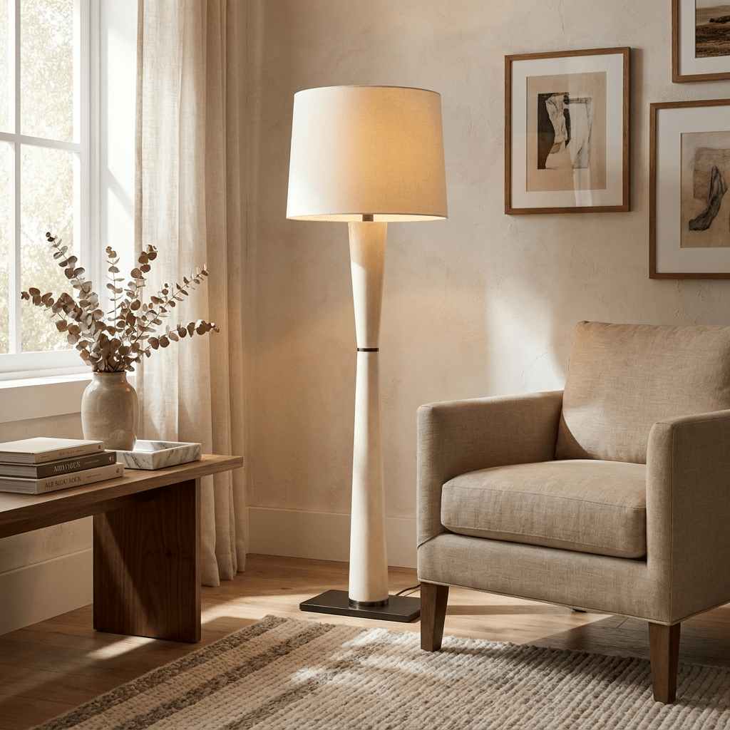 Renenelia vloerlamp van leer