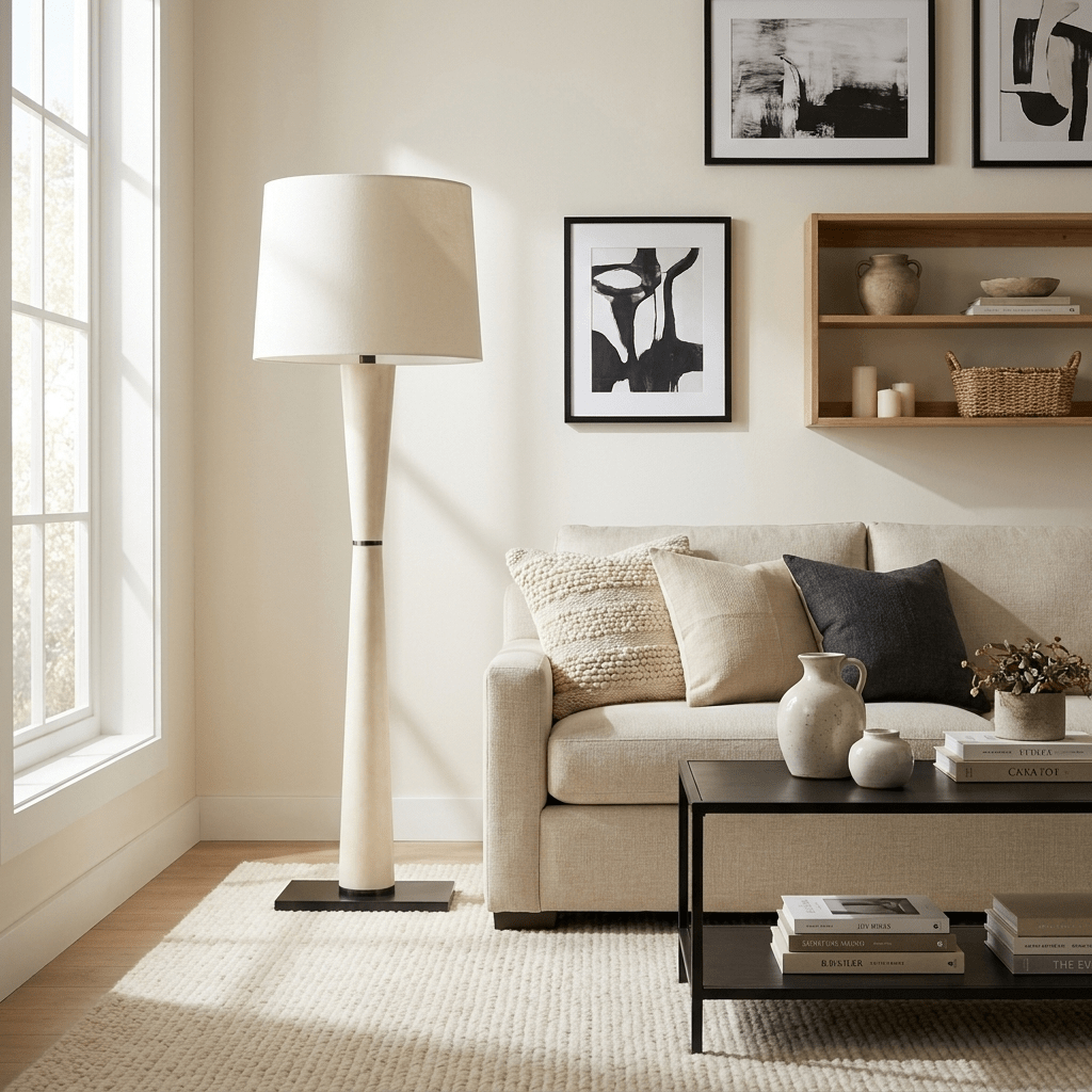 Renenelia vloerlamp van leer