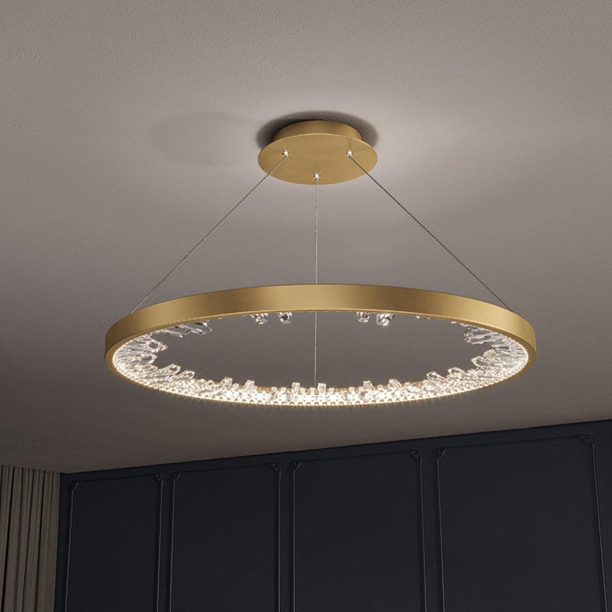 Selorian Kroonluchter Cirkel Kristal Gouden Ring Elegante