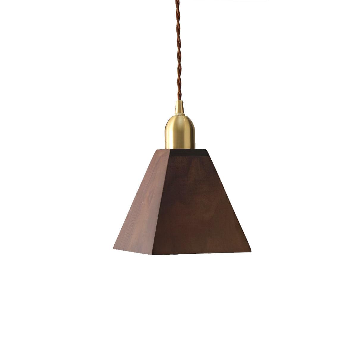 Sylinenne hanglamp van walnoothout en messing, modern voor de woonkamer