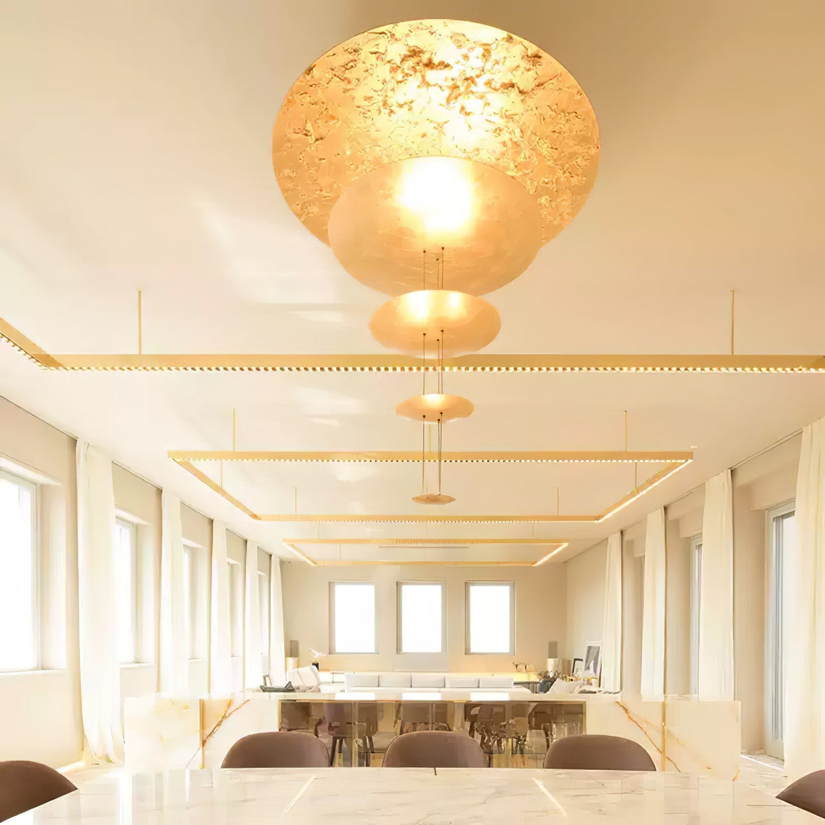 Phelion gelaagde hanglamp van goudfolie