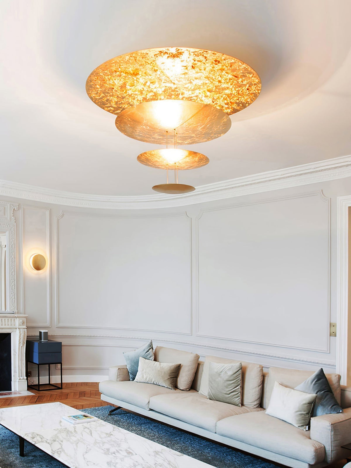 Phelion gelaagde hanglamp van goudfolie