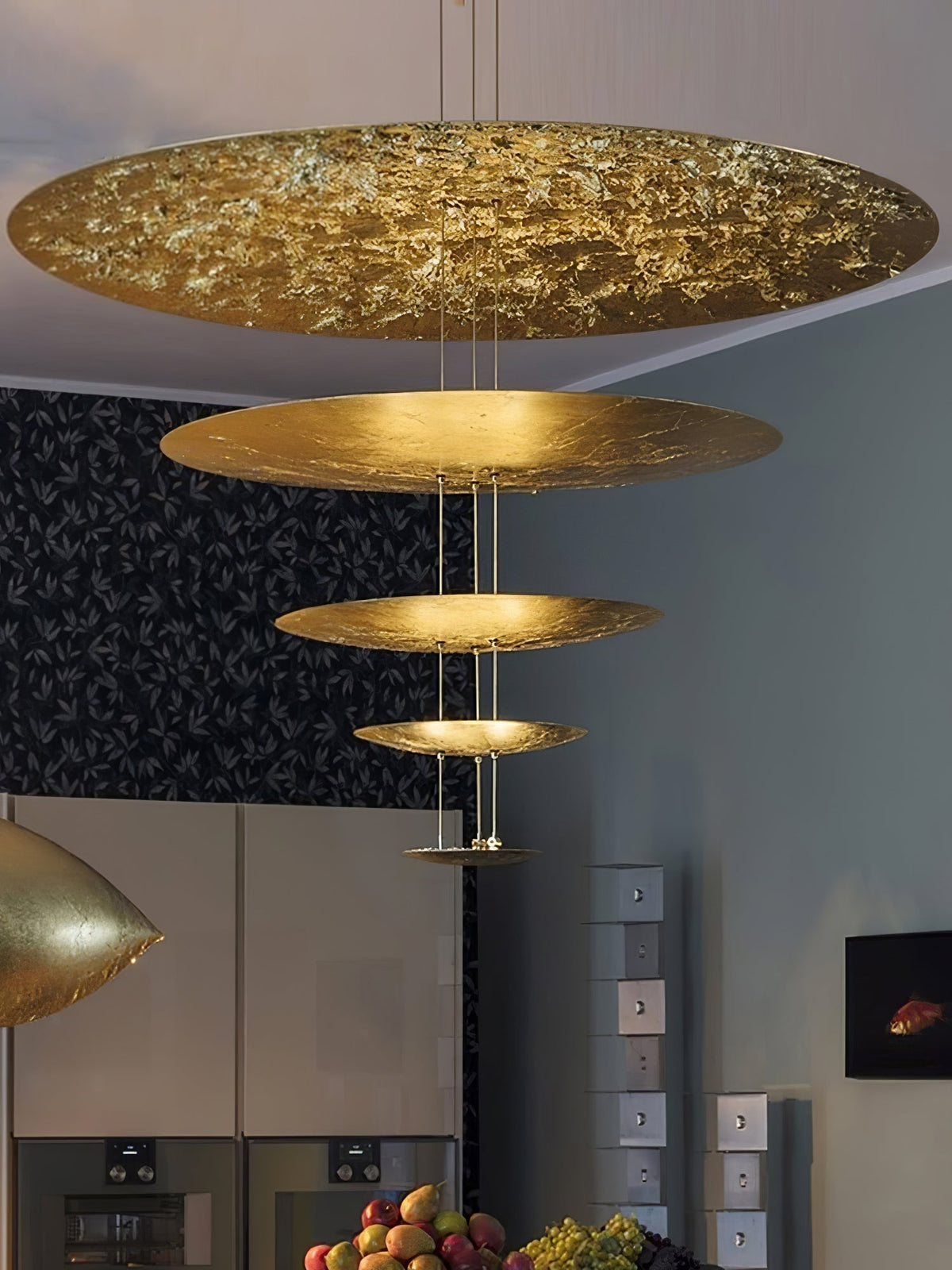 Phelion gelaagde hanglamp van goudfolie