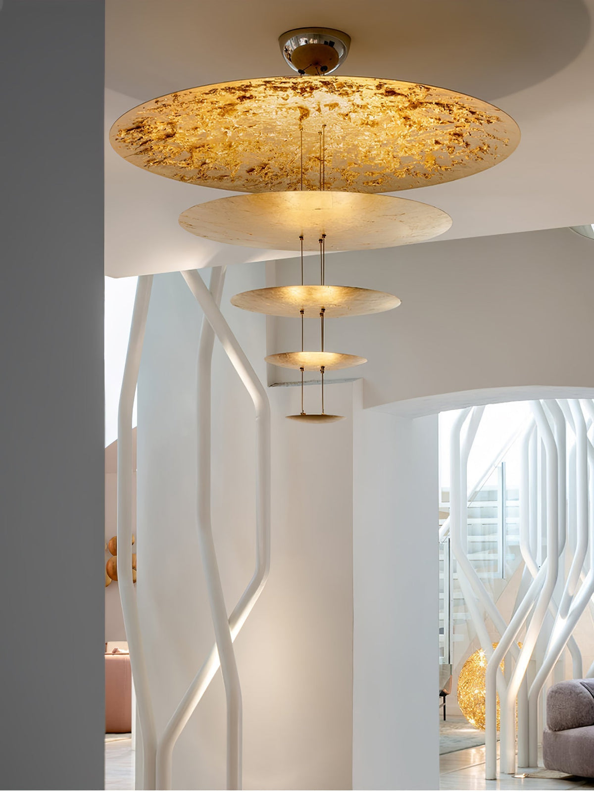 Phelion gelaagde hanglamp van goudfolie