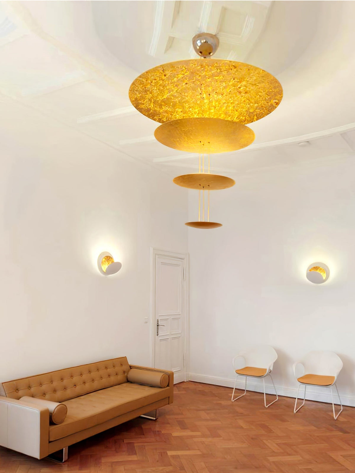 Phelion gelaagde hanglamp van goudfolie