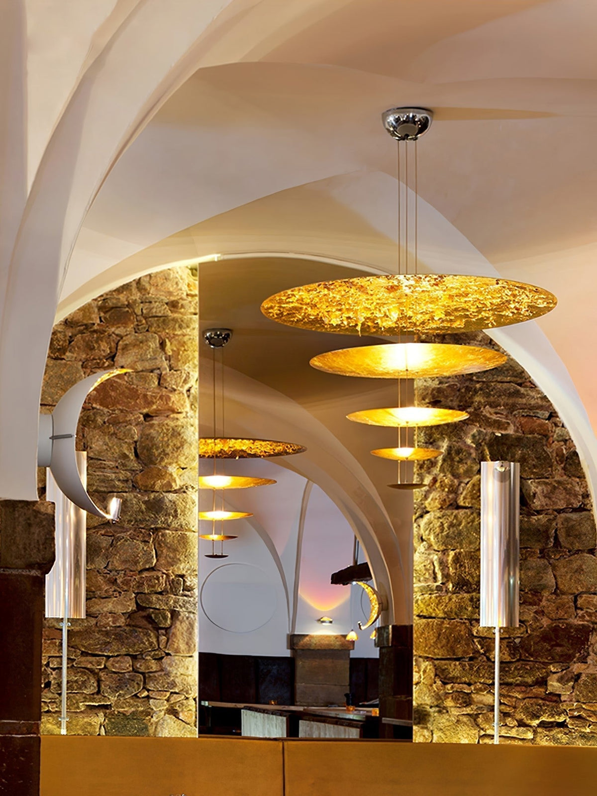 Phelion gelaagde hanglamp van goudfolie