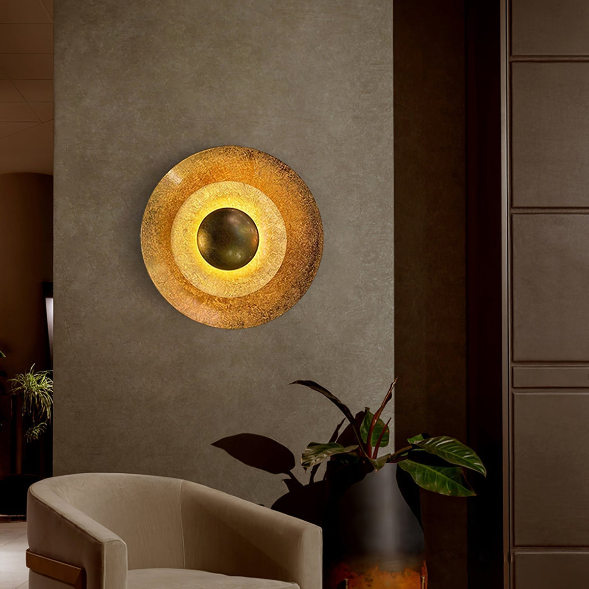 Solaris Vintage goudkleurige folie wandlamp