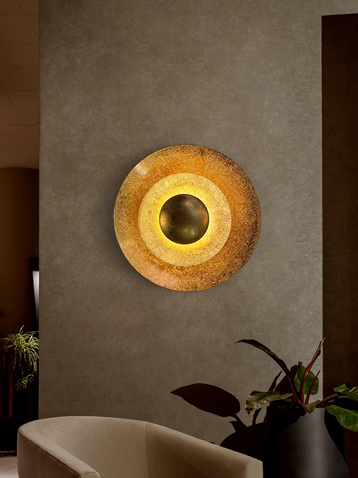 Solaris Vintage goudkleurige folie wandlamp