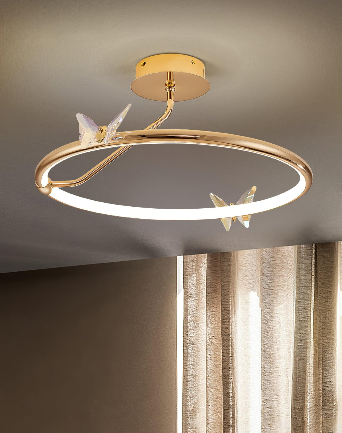 Cyrelel plafondlamp Magic Butterfly met kristalaccenten en LED-ring
