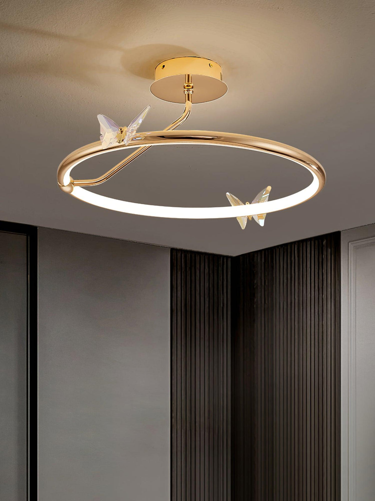 Cyrelel plafondlamp Magic Butterfly met kristalaccenten en LED-ring