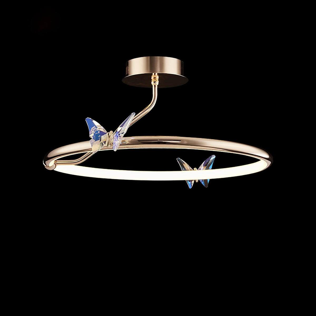 Cyrelel plafondlamp Magic Butterfly met kristalaccenten en LED-ring