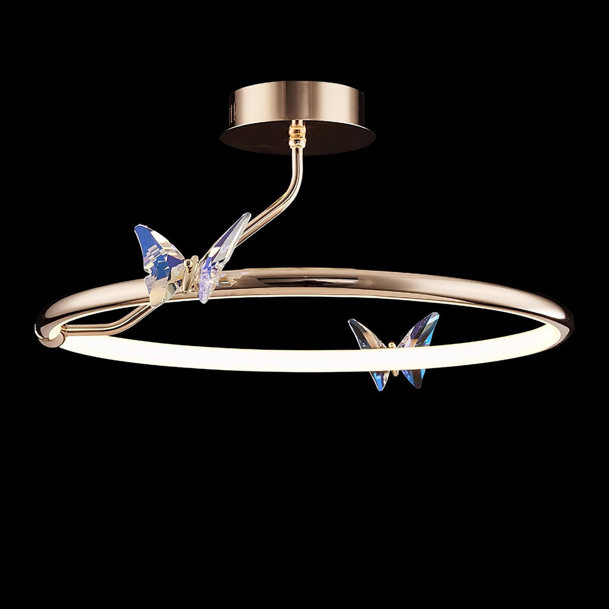 Cyrelel plafondlamp Magic Butterfly met kristalaccenten en LED-ring