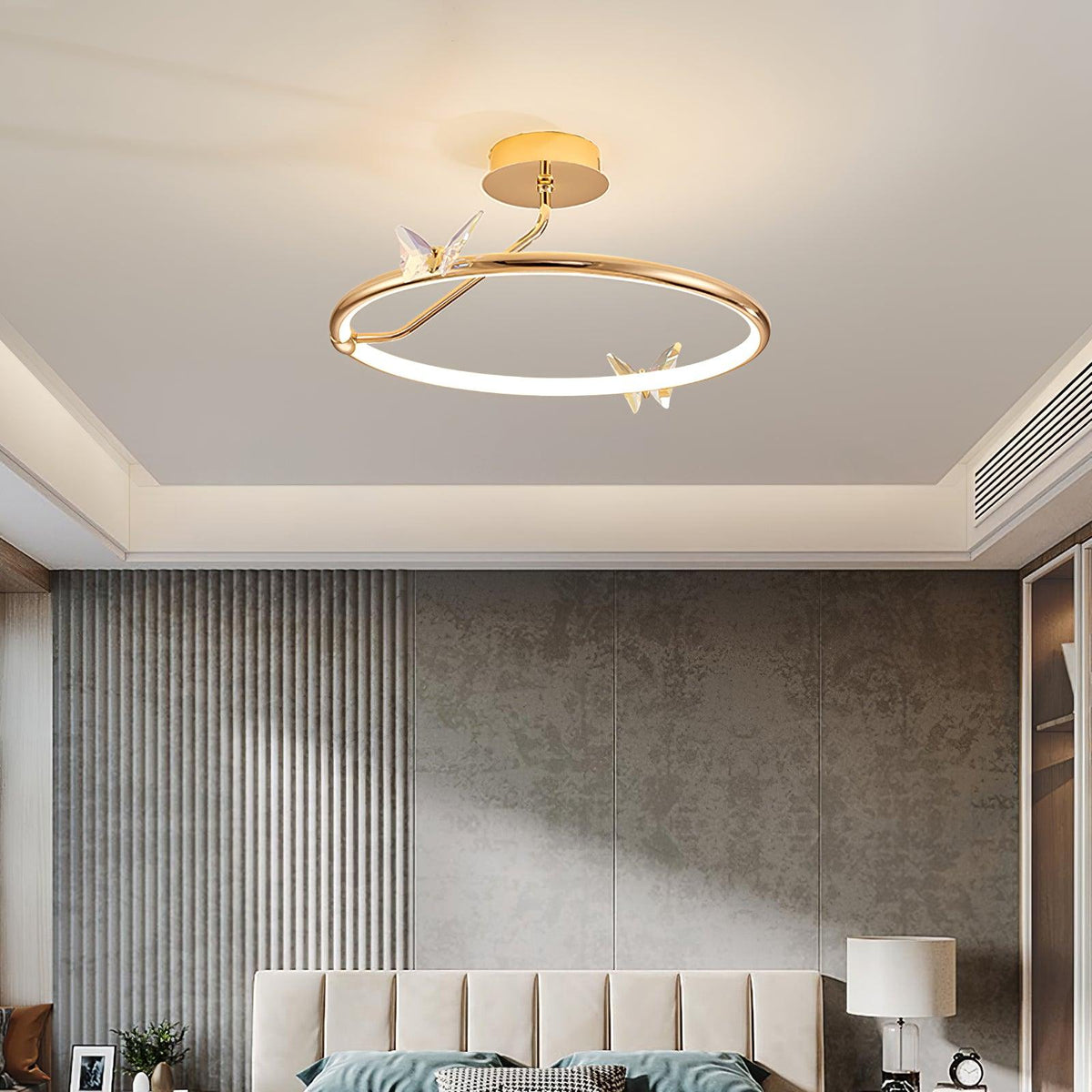 Cyrelel plafondlamp Magic Butterfly met kristalaccenten en LED-ring