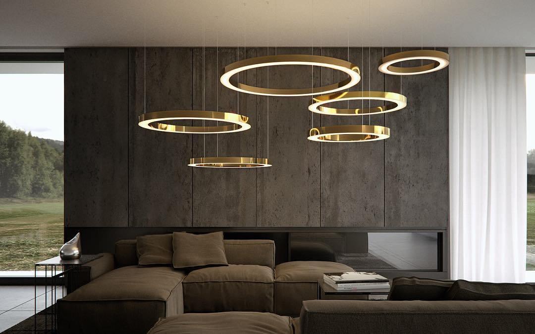 Dexlin hanglamp LED-ring goudkleurige afwerking moderne 3-ring