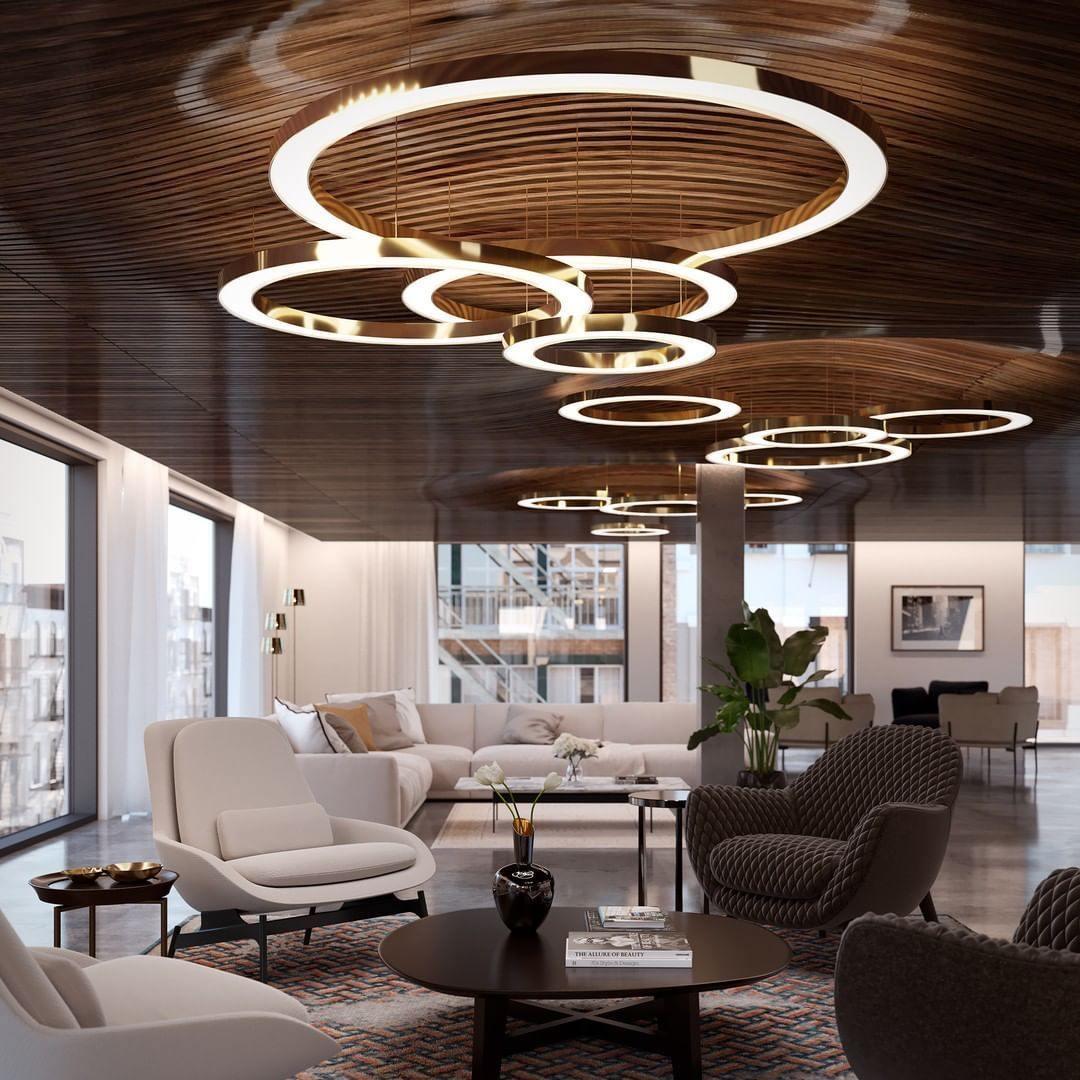 Dexlin hanglamp LED-ring goudkleurige afwerking moderne 3-ring