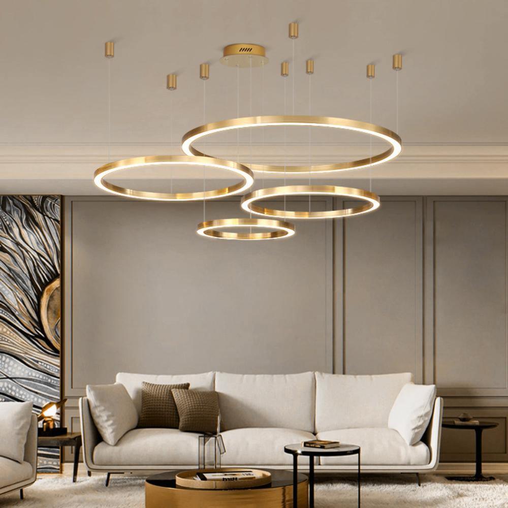 Dexlin hanglamp LED-ring goudkleurige afwerking moderne 3-ring