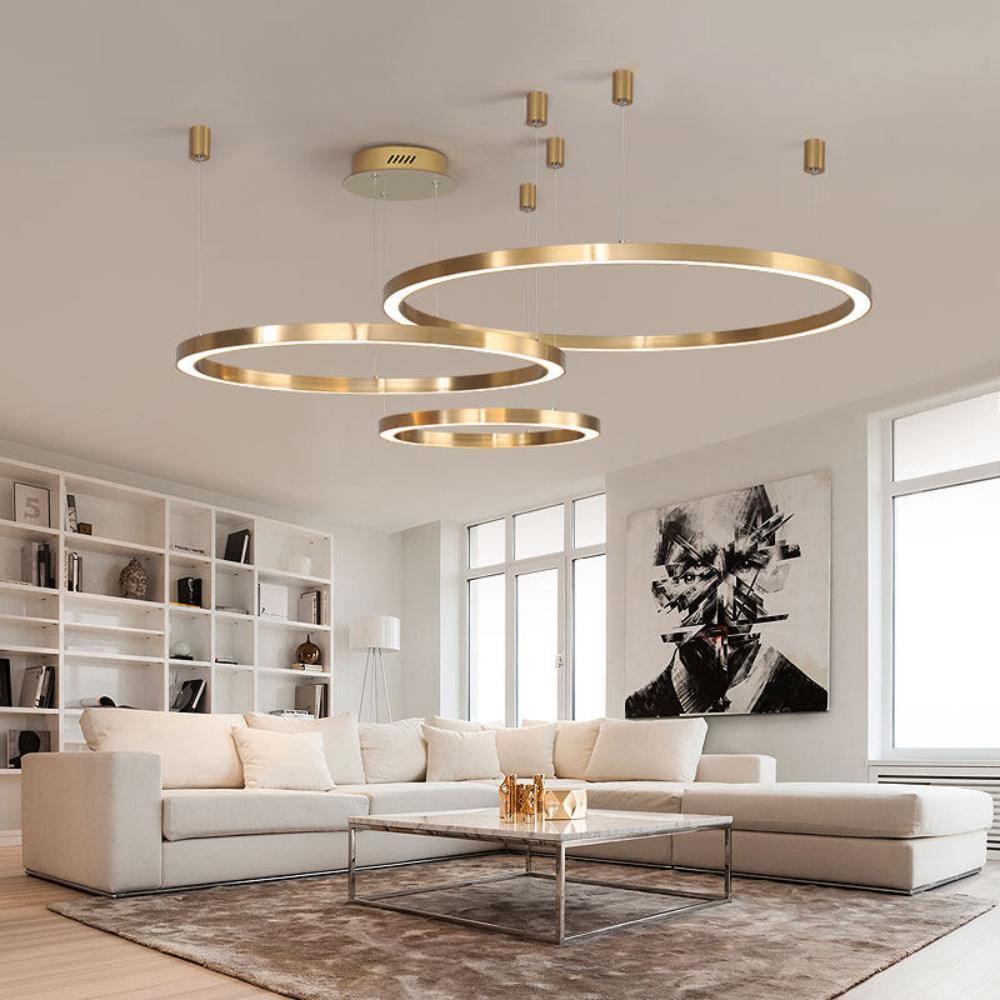 Dexlin hanglamp LED-ring goudkleurige afwerking moderne 3-ring