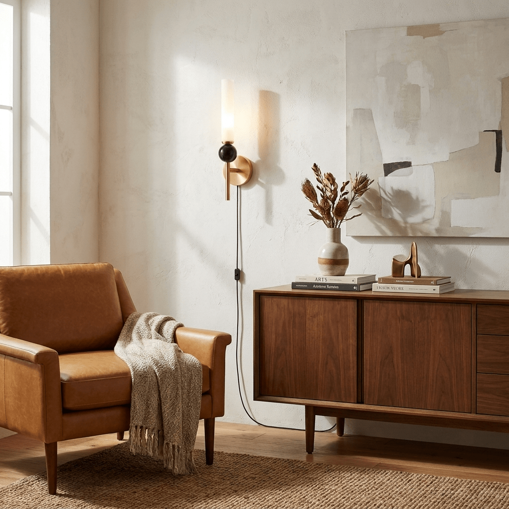 Marmer verticale wandlamp met stekker