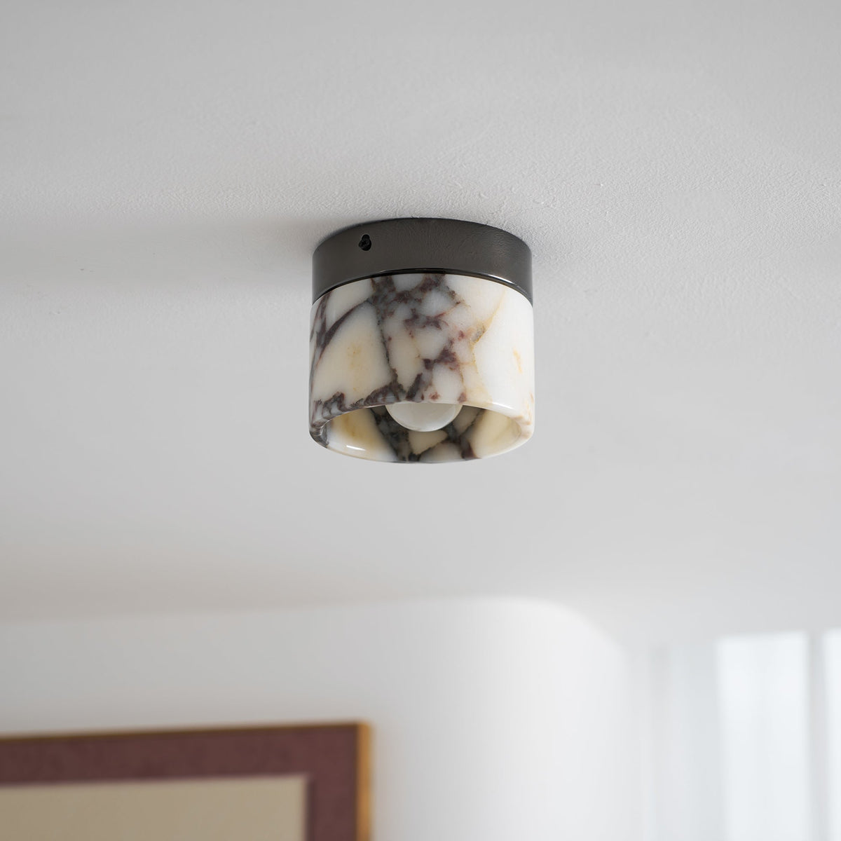 Selielle ronde marmeren plafondlamp