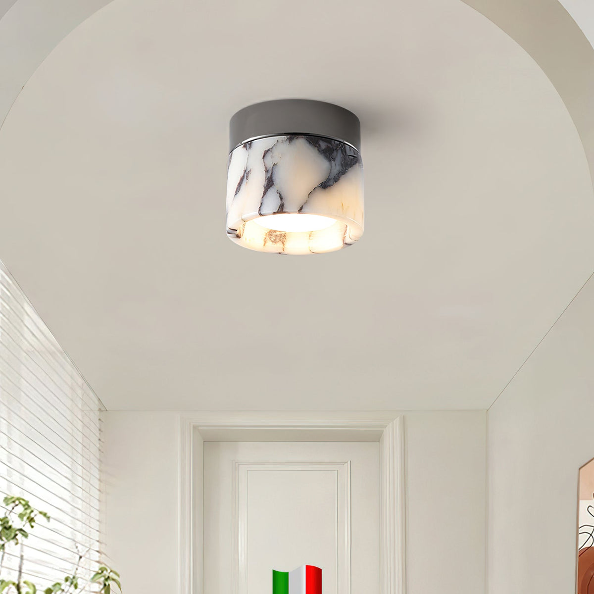 Selielle ronde marmeren plafondlamp